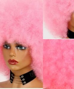 Pink Afro wig kinky curly3
