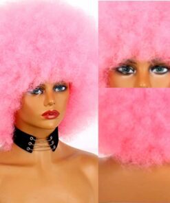 Pink Afro wig kinky curly4
