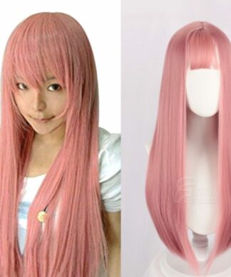 Pink Wig With Bangs-Long Straight 1