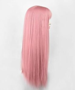 Pink Wig With Bangs Long Straight 4