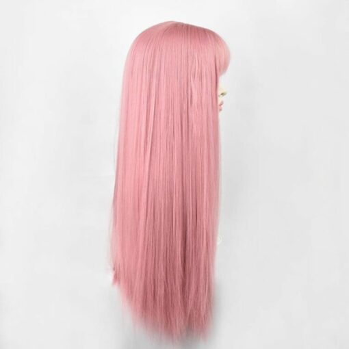 Pink Wig With Bangs-Long Straight 4