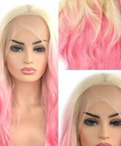 Pink and blonde wig long straight 2