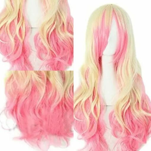 Pink and blonde wig long straight 3