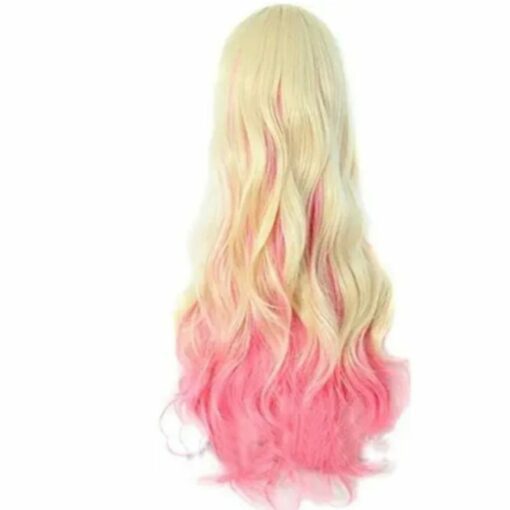 Pink and blonde wig long straight 4