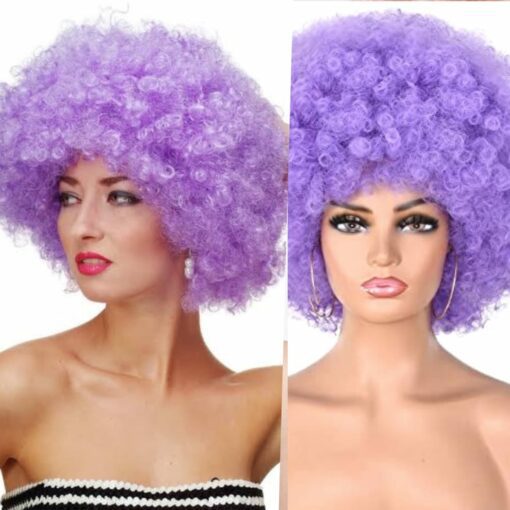 Purple Afro wig kinky curly1