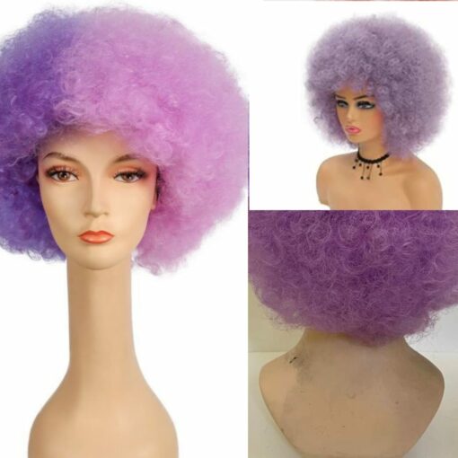 Purple Afro wig kinky curly3