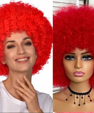 Red Afro wig-kinky curly1