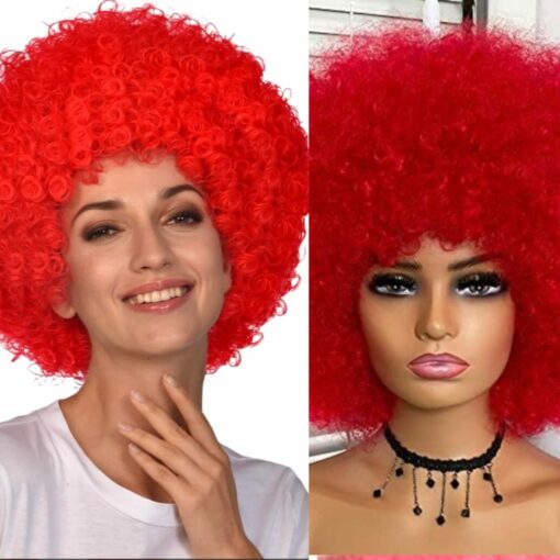 Red Afro wig-kinky curly1