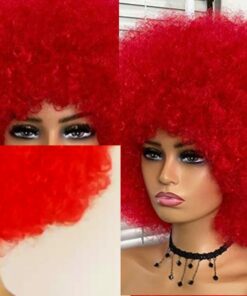 Red Afro wig kinky curly2