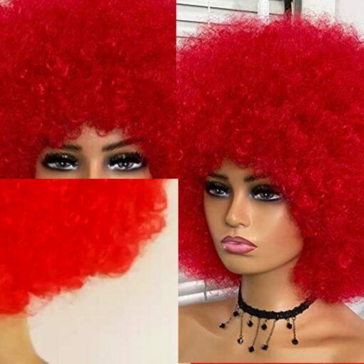 Red Afro wig-kinky curly2