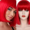 Red Bangs Short Wig Straight 1