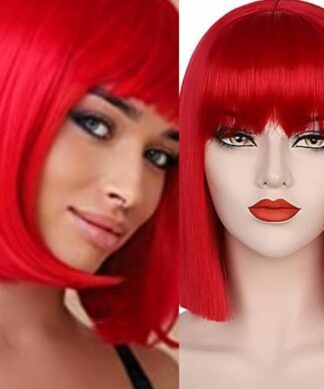 Red Bangs Short Wig-Straight 1