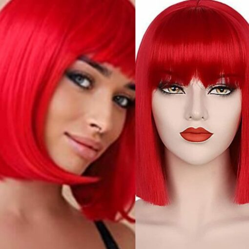 Red Bangs Short Wig-Straight 1