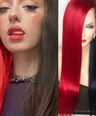 Red and black wig-long straight 1