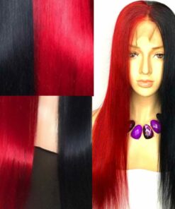 Red and black wig long straight 2