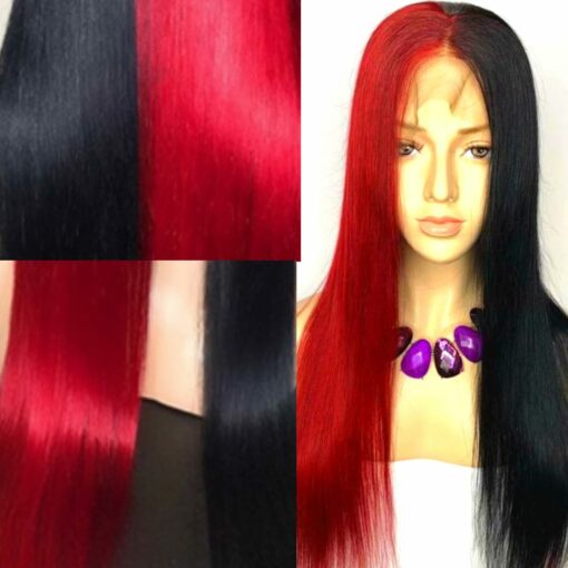 Red and black wig-long straight 2