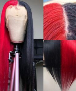 Red and black wig long straight 3