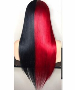 Red and black wig long straight 4