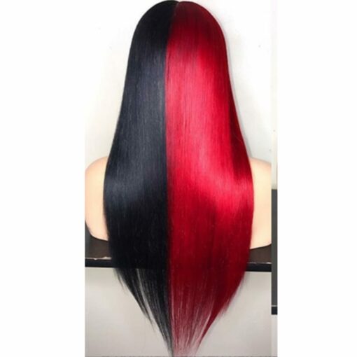 Red and black wig long straight 4