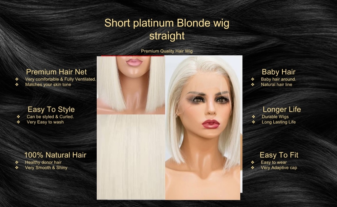 Short platinum Blonde wig straight