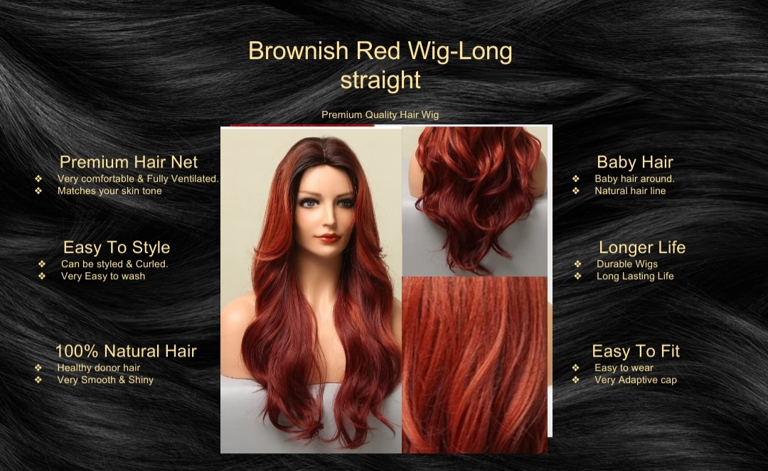 Brownish Red Wig-Long straight
