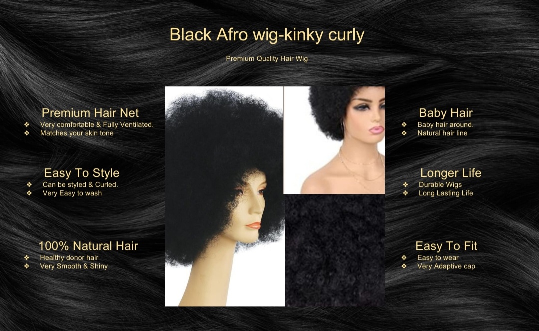 Black Afro wig-kinky curly