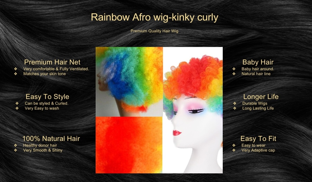 Rainbow Afro wig-kinky curly