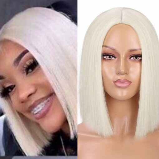 Short platinum Blonde Wig-Long Straight 1