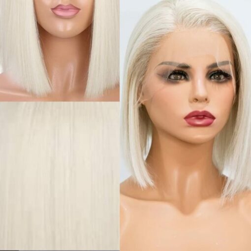 Short platinum Blonde Wig-Long Straight 2