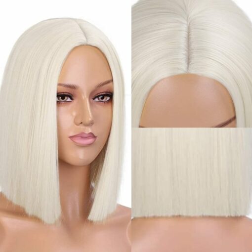 Short platinum Blonde Wig-Long Straight 3