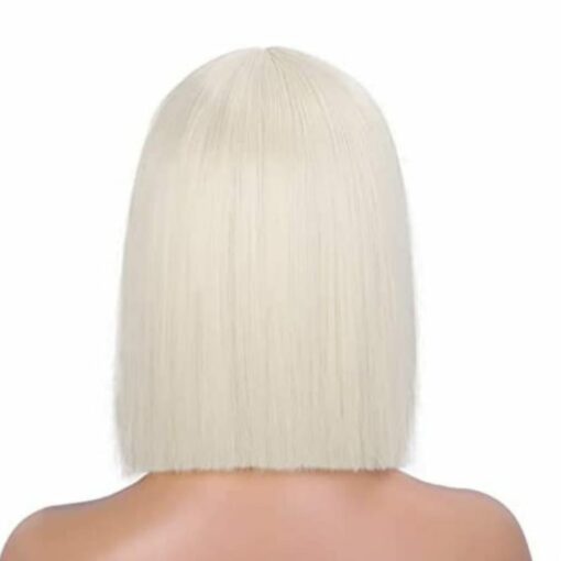 Short platinum Blonde Wig-Long Straight 4