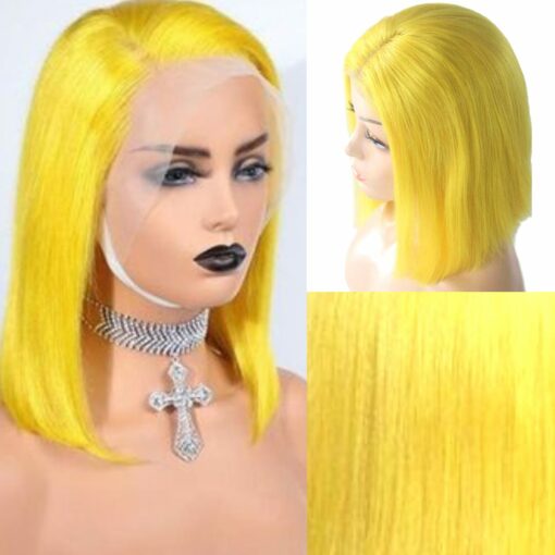 Yellow bob wig2