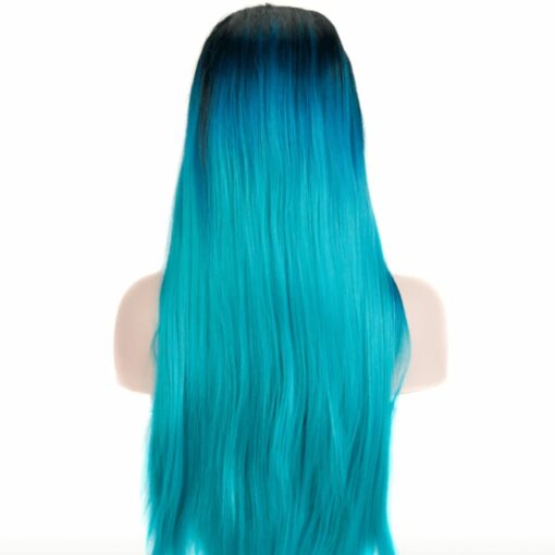Black And blue wig-Long straight 2