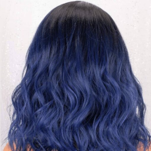 Black and blue lace wig-long curly 2