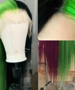 Black and green wig Long straight 4