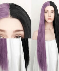 Black and purple wig Long straight 2