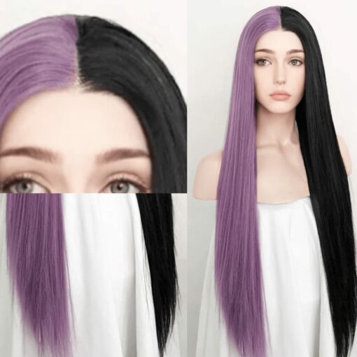 Black and purple wig-Long straight 2