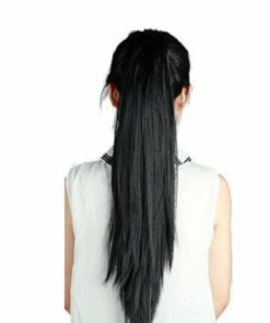 Black ponytail wig Long straight 2