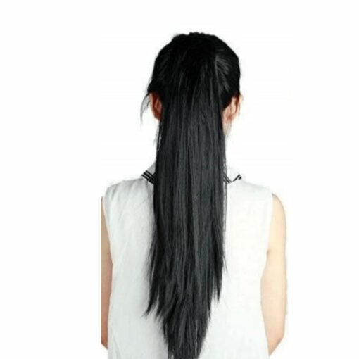 Black ponytail wig Long straight 2