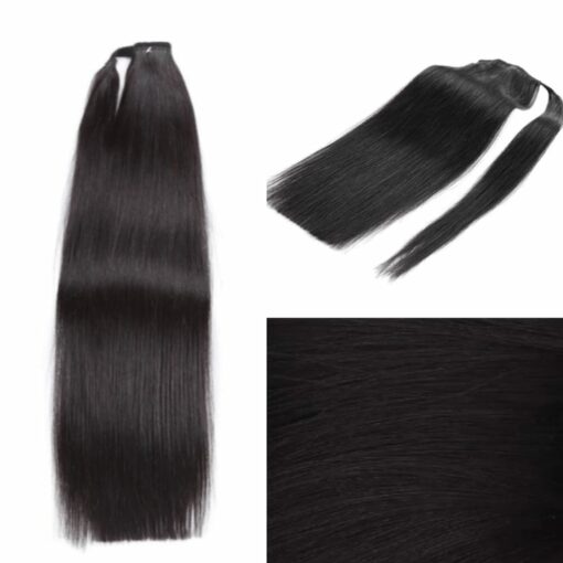 Black ponytail wig-Long straight 3
