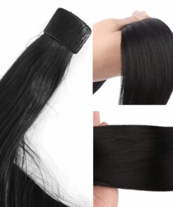 Black ponytail wig Long straight 4