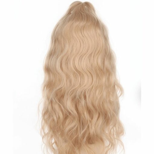 Blonde half up half down long curly2