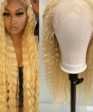 Blonde wet and wavy wig-long 1