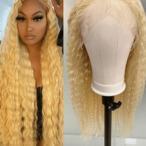 Blonde wet and wavy wig-long 1