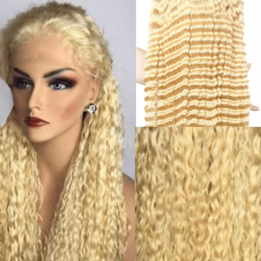 Blonde wet and wavy wig-long 4