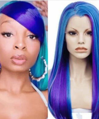 Blue and purple wig-long straight 1