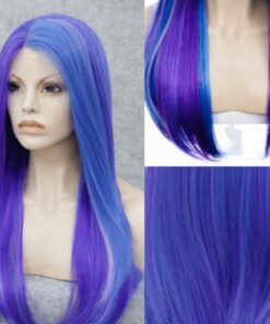 Blue and purple wig long straight 2