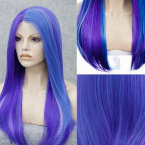 Blue and purple wig-long straight 2