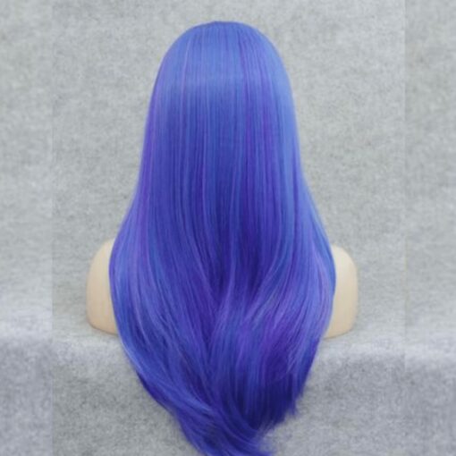 Blue and purple wig long straight 3