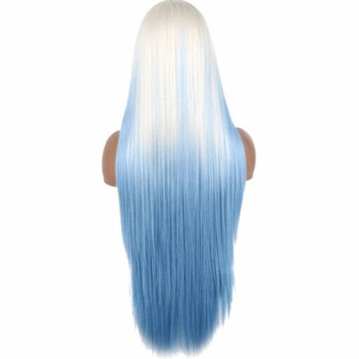 Blue and white wig-long straight 3